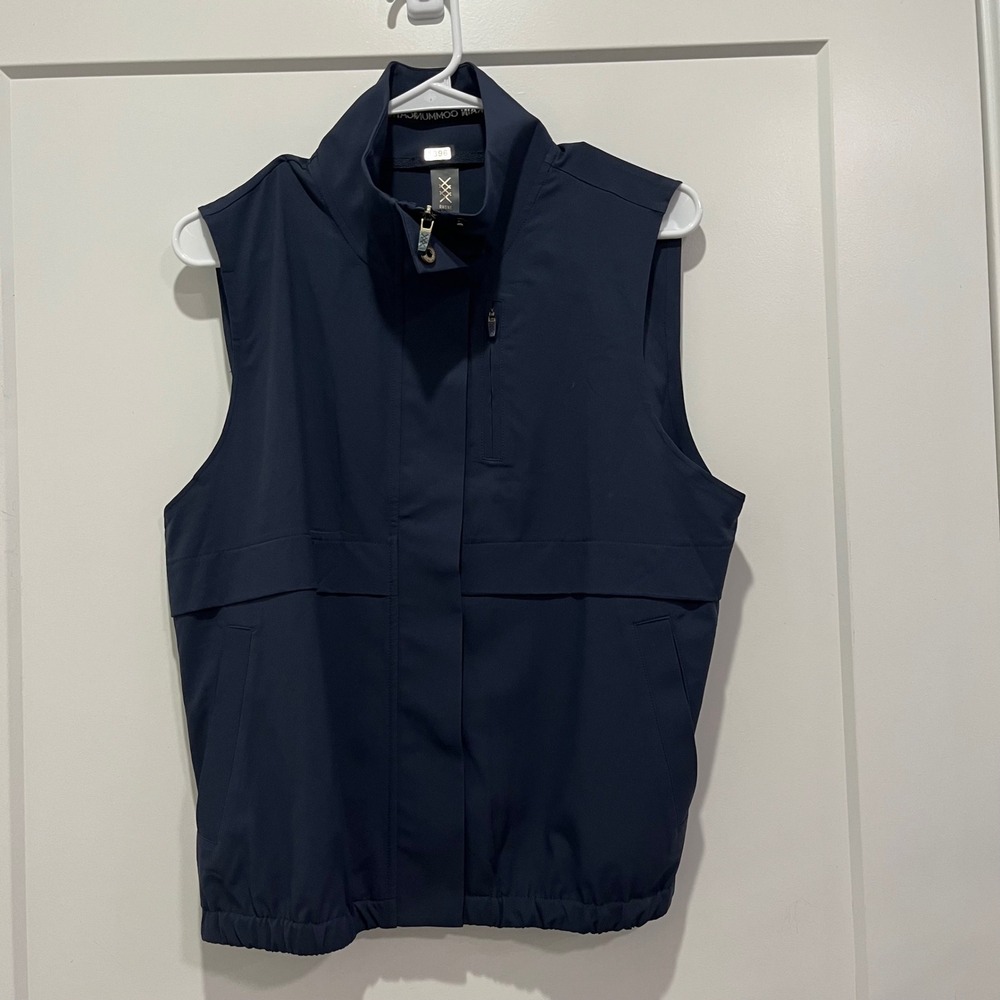 Greyson Clothiers Mens Navy‎ Blue Full Zip Golf Vest Crain Communications Size L